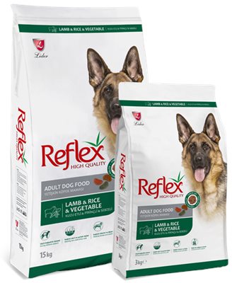 ריפלקס כבש וירקות 15 ק"ג/ Reflex Adult Dog Food with Lamb & Rice & Vegetables 15kg