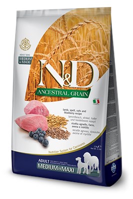 Farmina N&D Ancestral Grain Lamb & Blueberry Dogs Adult Medium & Maxi 12kg