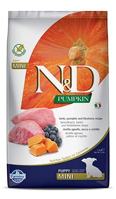Farmina N&D Pumpkin , Grain-Free, Puppy Mini Breed, 2.5-kg, Lamb and Blueberry