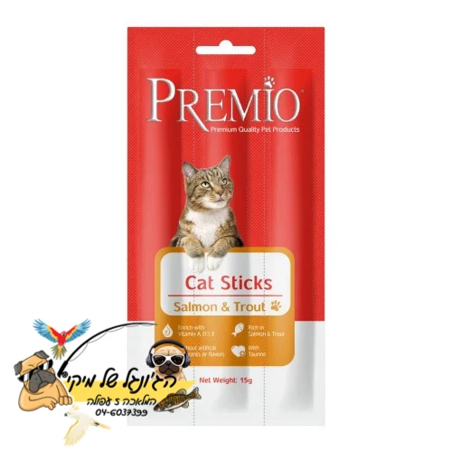 PREMIO פרמיו סטיק לחתול סלמון ופורל 15 גרם