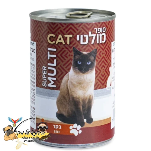 Multicat מולטיקט סופר מזון רטוב פטה לחתול בטעם בקר 400 גרם