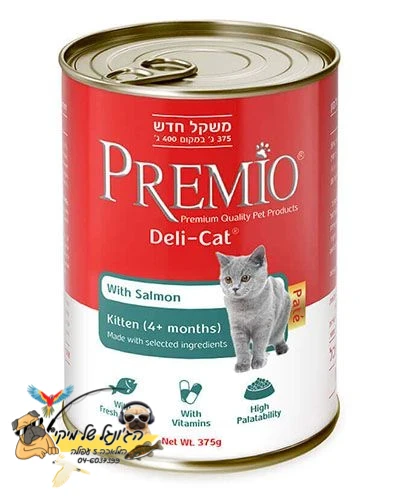 פרמיו שימורי מזון משלים פטה לחתלתולים בטעם סלמון 375 גרם