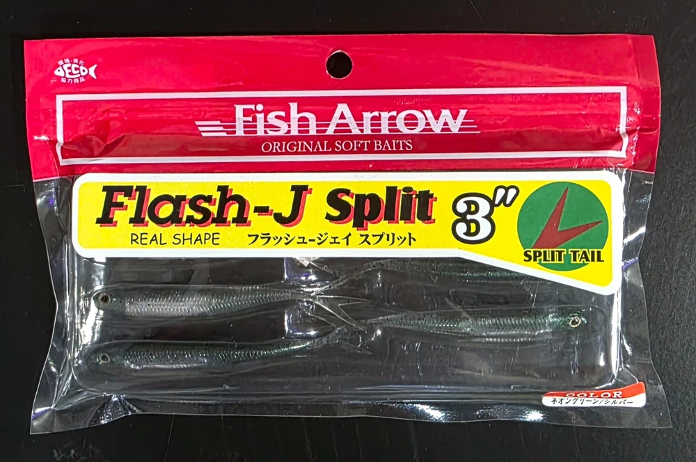 Fish Arrow Flash J Split 3" Soft Plastic Fishing Lure #03 Neon Green / Silver