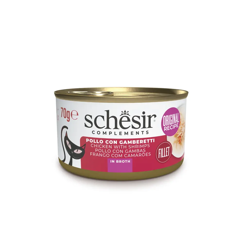 Schesir שזיר מעדן משלים לחתולים עוף וחסילונים בציר 70 גרם
