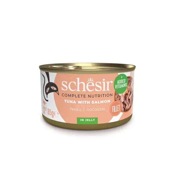 Schesir שזיר מעדן מזון מלא לחתולים טונה עם סלמון בגלי 85 גרם