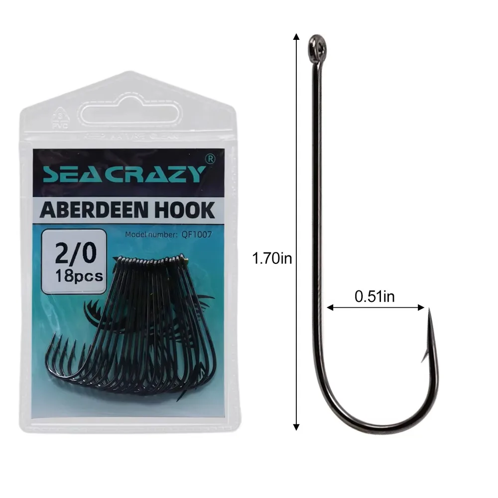 SEA CRAZY ABERDEEN HOOK #2/0 18PCS