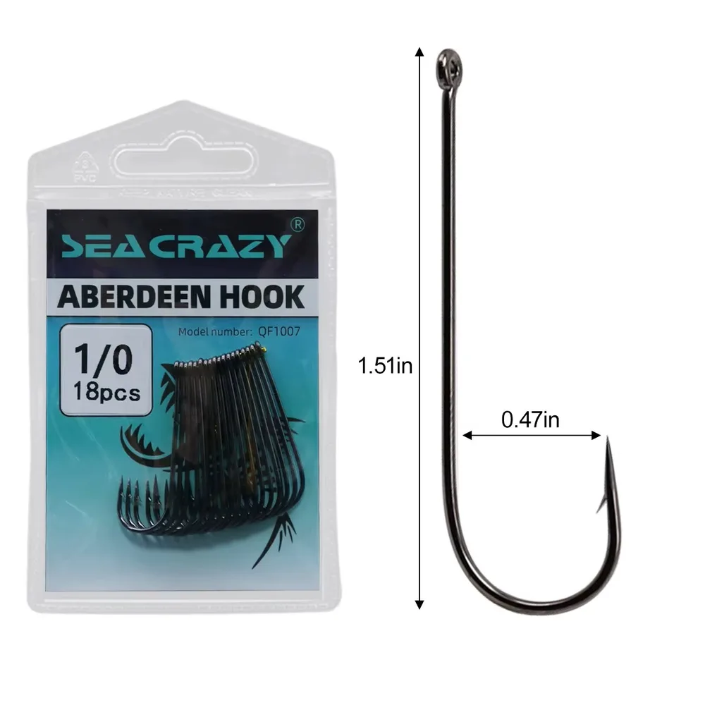 SEA CRAZY ABERDEEN HOOK #1/0 18PCS