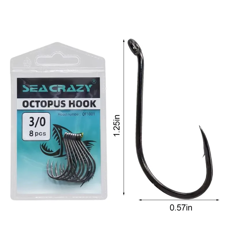 SEA CRAZY OCTOPUS HOOK #3/0 8PCS