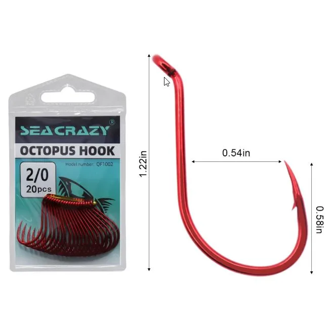 SEA CRAZY OCTOPUS RED #2/0 20PCS