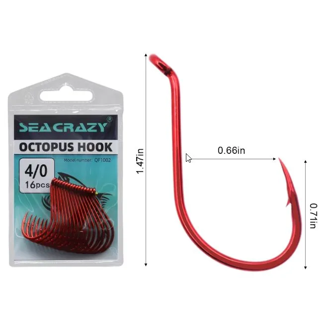 SEA CRAZY OCTOPUS RED #4/0 16PCS