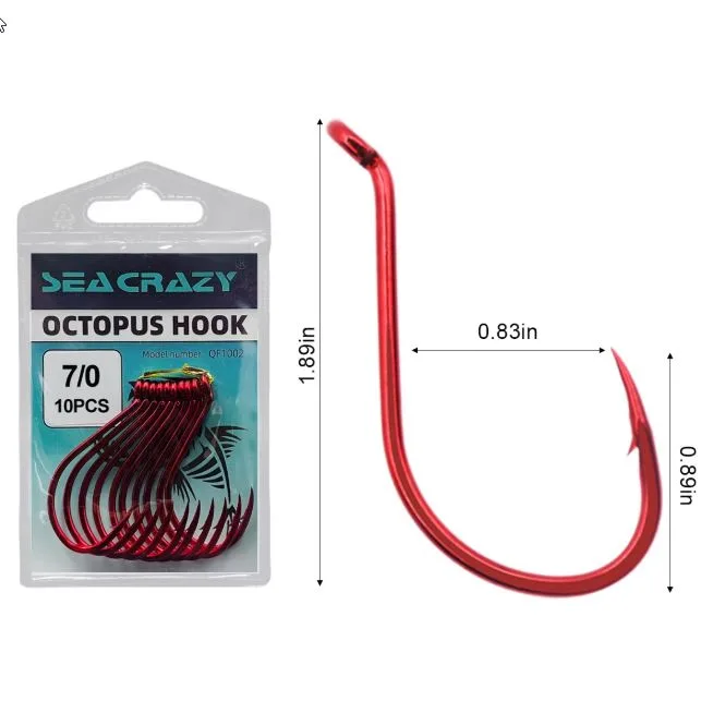 SEA CRAZY OCTOPUS RED #7/0 10PCS