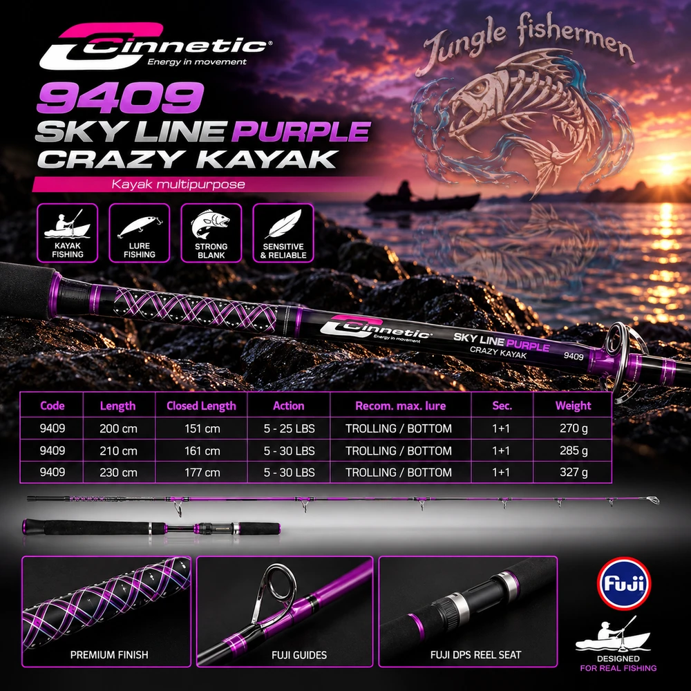 cinnetic - sky line purple crazy kayak 200 5-25lb - 9409