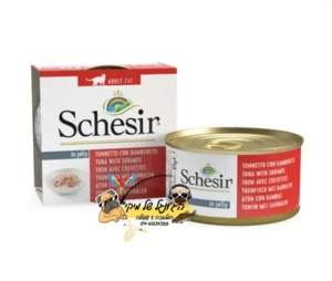 Schesir שזיר מעדן מזון מלא לחתולים טונה עם וחסילונים בגלי 85 גרם