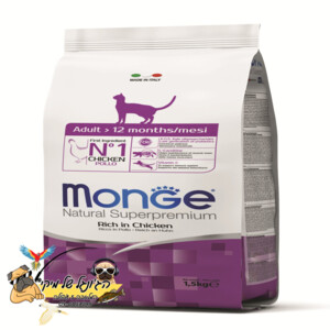 MONGE מונג מזון יבש לחתולים בוגרים עוף 1.5kg