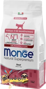 MONGE מונג מזון יבש לגורי חתולים בקר 1.5kg