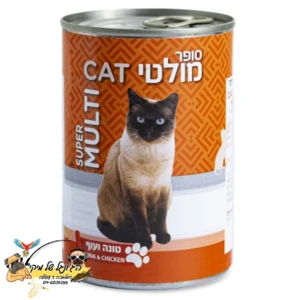 Multicat מולטיקט סופר מזון רטוב פטה לחתול בטעם פורל ועוף 400 גרם