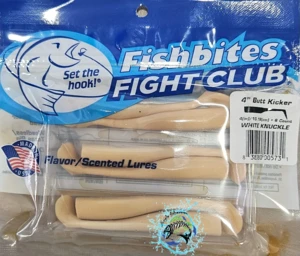 Fishbites Fight Club® 4" Butt Kicker Paddle Tail white knuckle 4"/10.16cm 6pcs