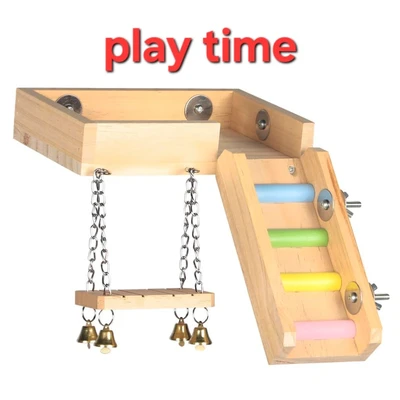 duvo plus woosen playing platform-גרש משחקים עץ למכרסמים קטנים 26+20+17