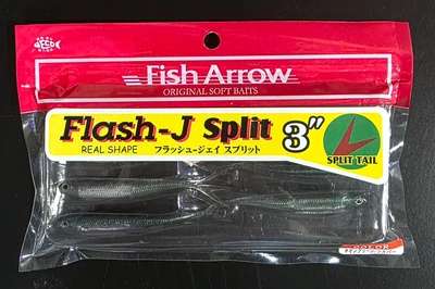 Fish Arrow Flash J Split 3" Soft Plastic Fishing Lure #03 Neon Green / Silver