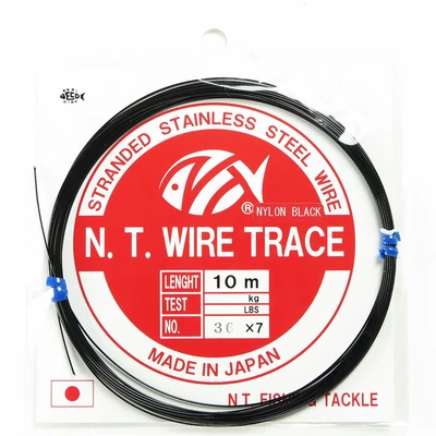 NT SWIVEL - NYLON COATED WIRE TRACE 10M (BLACK) 100LB
