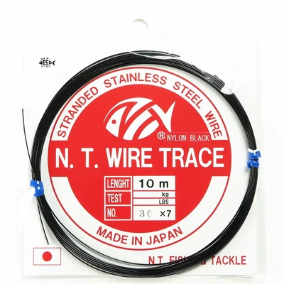 NT SWIVEL - NYLON COATED WIRE TRACE 10M (BLACK) 70LB