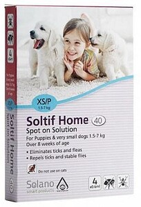 סולאנו Soltif Home אמפולות נגד פרעושים וקרציות XS לכלבים במשקל 1.5-7 ק"ג