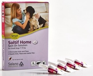 Solano סולאנו סולטיף 4 אמפולות להדברה לכלבים S 7-15kg