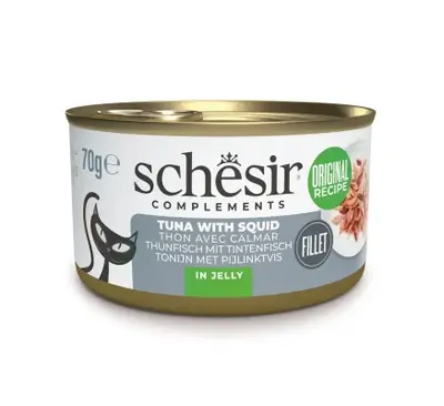 Schesir שזיר מעדן משלים לחתולים טונה עם דיונון בגלי 70 גרם