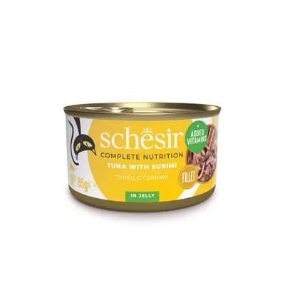 Schesir שזיר מעדן מזון מלא לחתולים טונה עם סורימי בגלי 85 גרם