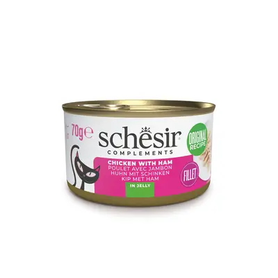 Schesir שזיר מעדן משלים לחתולים עוף עם חזיר בגלי 70 גרם