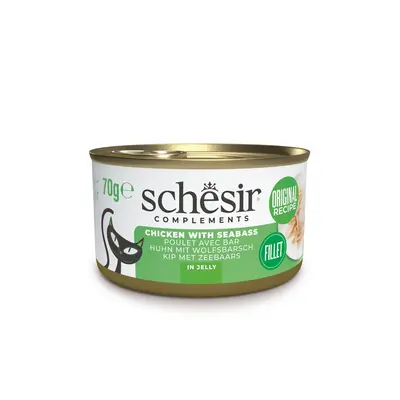 Schesir שזיר מעדן משלים לחתולים עוף עם לברק בגלי 70 גרם