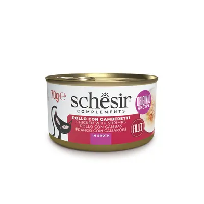 Schesir שזיר מעדן משלים לחתולים עוף וחסילונים בציר 70 גרם