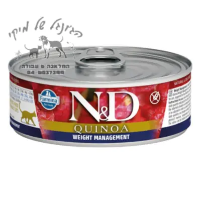 N&D-נטורל דלישס קינואה מעדן לחתול לשומרי משקל 80 גרם
