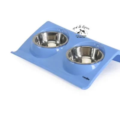 מגש פלסטיק וזוג קערות 11 ס"מ נירוסטה 150 מ"ל