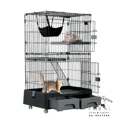 כלוב לחתול שתי קומות 128+58+83
