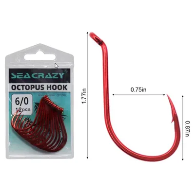 SEA CRAZY OCTOPUS RED #6/0 12PCS