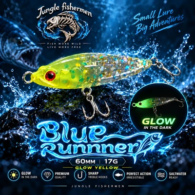 BIDI BLUE RUNNER 60MM 17G GLOW YELLOW