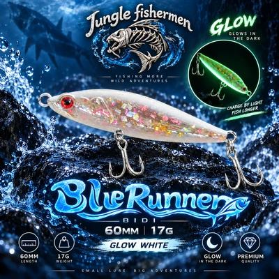 BIDI BLUE RUNNER 60MM 17G GLOW WHITE