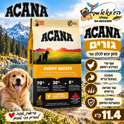 Acana אקאנה מזון יבש לכלב גור 11.4kg