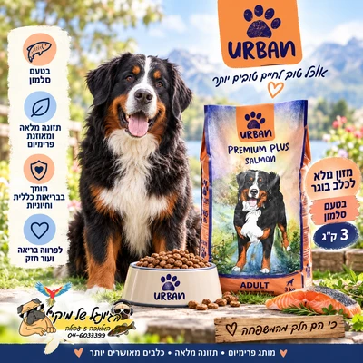 Urban אורבן פרימיום פלוס לכלב בוגר סלמון 3kg